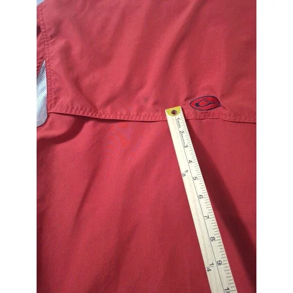 Ole Miss Shirt Men L Red Drake Waterfowl Fishing Vented Short Sleeve Football - Picture 9 of 11